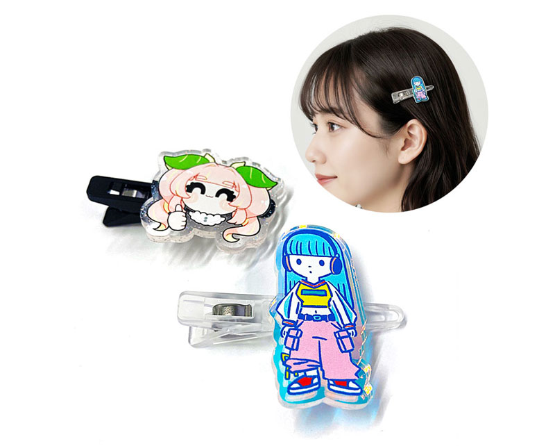 アクリルカラーヘアクリップ